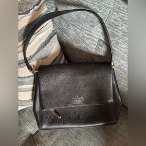 Kate spade black leather fold over bag